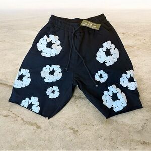 Black Shorts with White Floral Print
